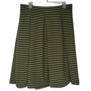 Ashley Blue skirt circle olive and black stripe women's size Large witchy skater
